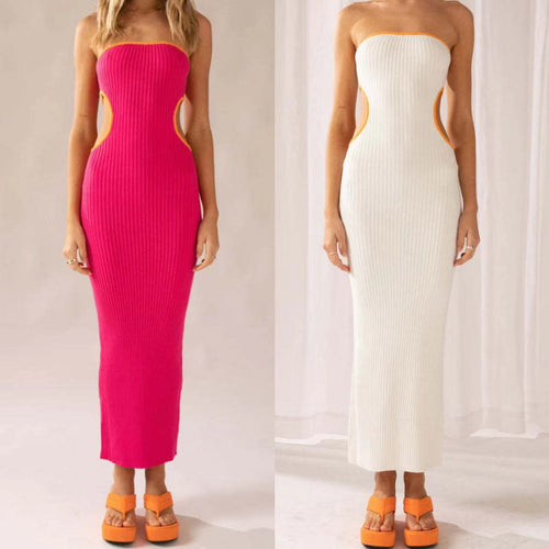 Damen elegantes Maxi-Kleid mit schulterfreiem Design und modischen Cut-Outs Drune