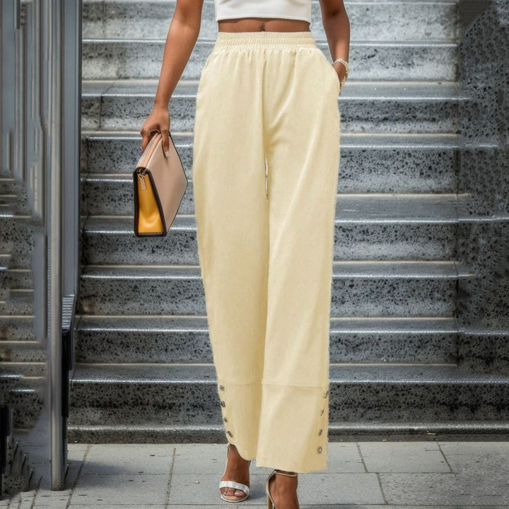 Damen Weite Culotte mit modischen Knopfdetails Drune