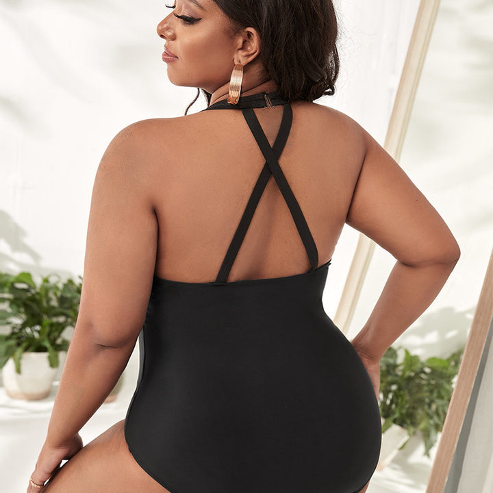 Damen Einteiler Badeanzug mit modischen Cut-Outs und animalischem Design Drune