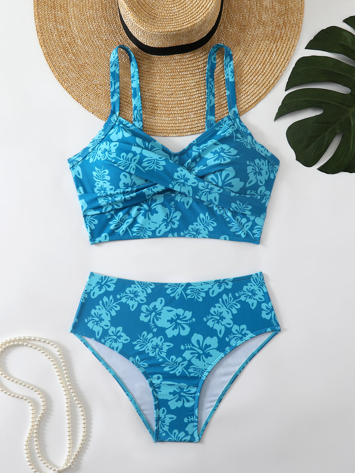 Damen Bikini-Set mit hohem Bund und dekorativem Knotendesign Drune