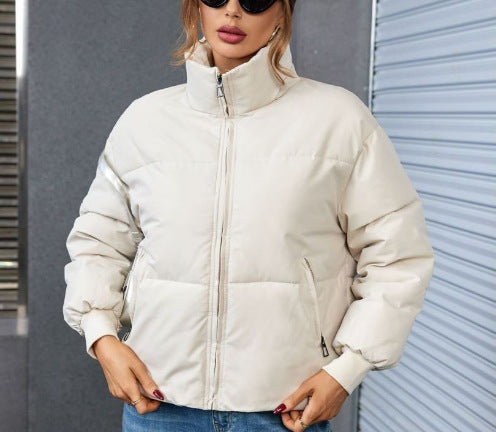 Damen gesteppte Winterjacke im sportlichen Design mit hohem Kragen Drune
