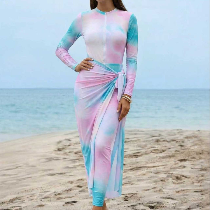Damen Eleganter Surfanzug mit Reißverschluss und Wickeldetail Drune