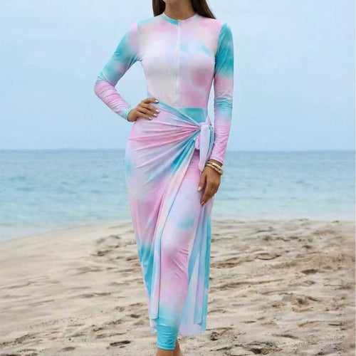 Damen Eleganter Surfanzug mit Reißverschluss und Wickeldetail Drune