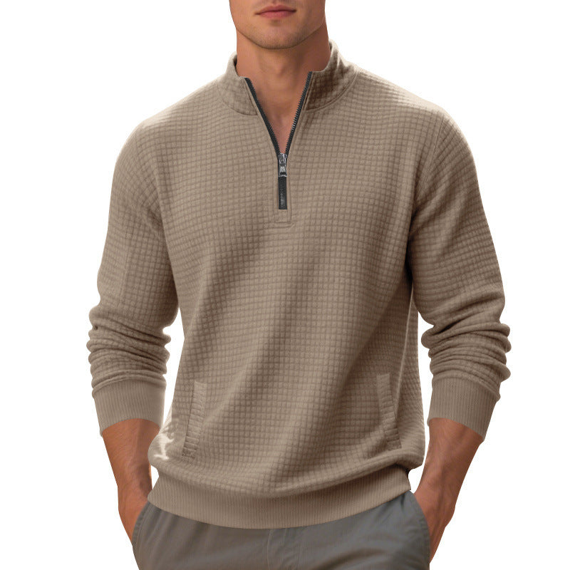 Herren sportlicher Pullover mit Reißverschluss und strukturierter Oberfläche Drune
