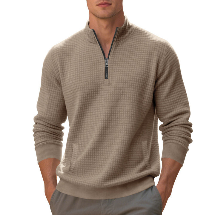 Herren sportlicher Pullover mit Reißverschluss und strukturierter Oberfläche Drune