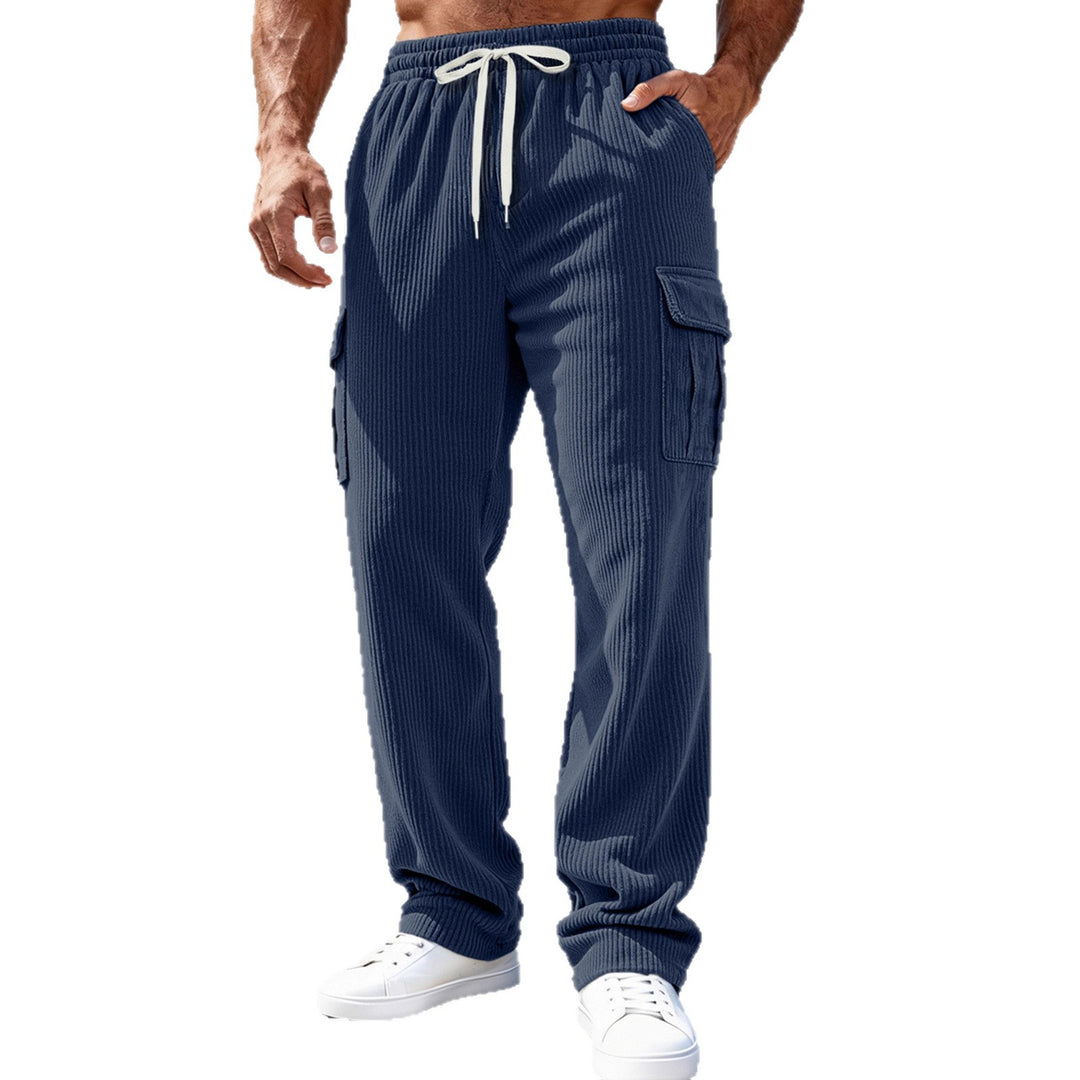 Herren nan gerippte Cargo-Jogginghose mit elastischem Tunnelzugbund und seitlichen Pattentaschen Drune