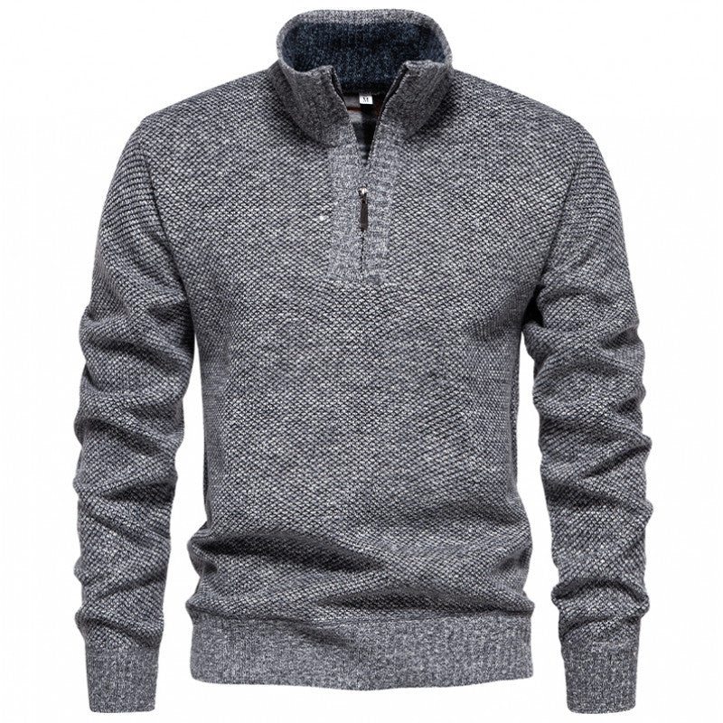 Herren Strickpullover mit halbem Reißverschluss und modischem Strukturdesign Drune