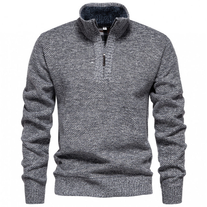 Herren Strickpullover mit halbem Reißverschluss und modischem Strukturdesign Drune