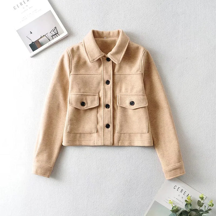 Damen Modische Kurzjacke mit praktischen Taschen Drune