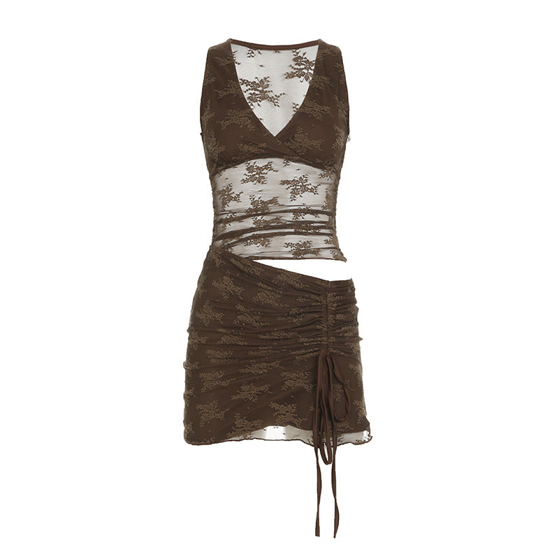 Damen Spitzen-Maxikleid mit verstellbaren Trägern und elegantem Schnitt Drune