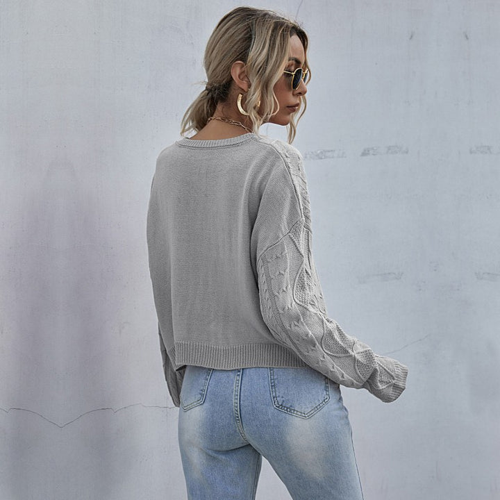 Damen kuscheliger Pullover mit strukturiertem Zopfmuster Drune