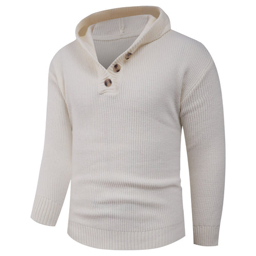Herren Strickpullover mit hochabschließendem Kragen und Knopfdetails Drune
