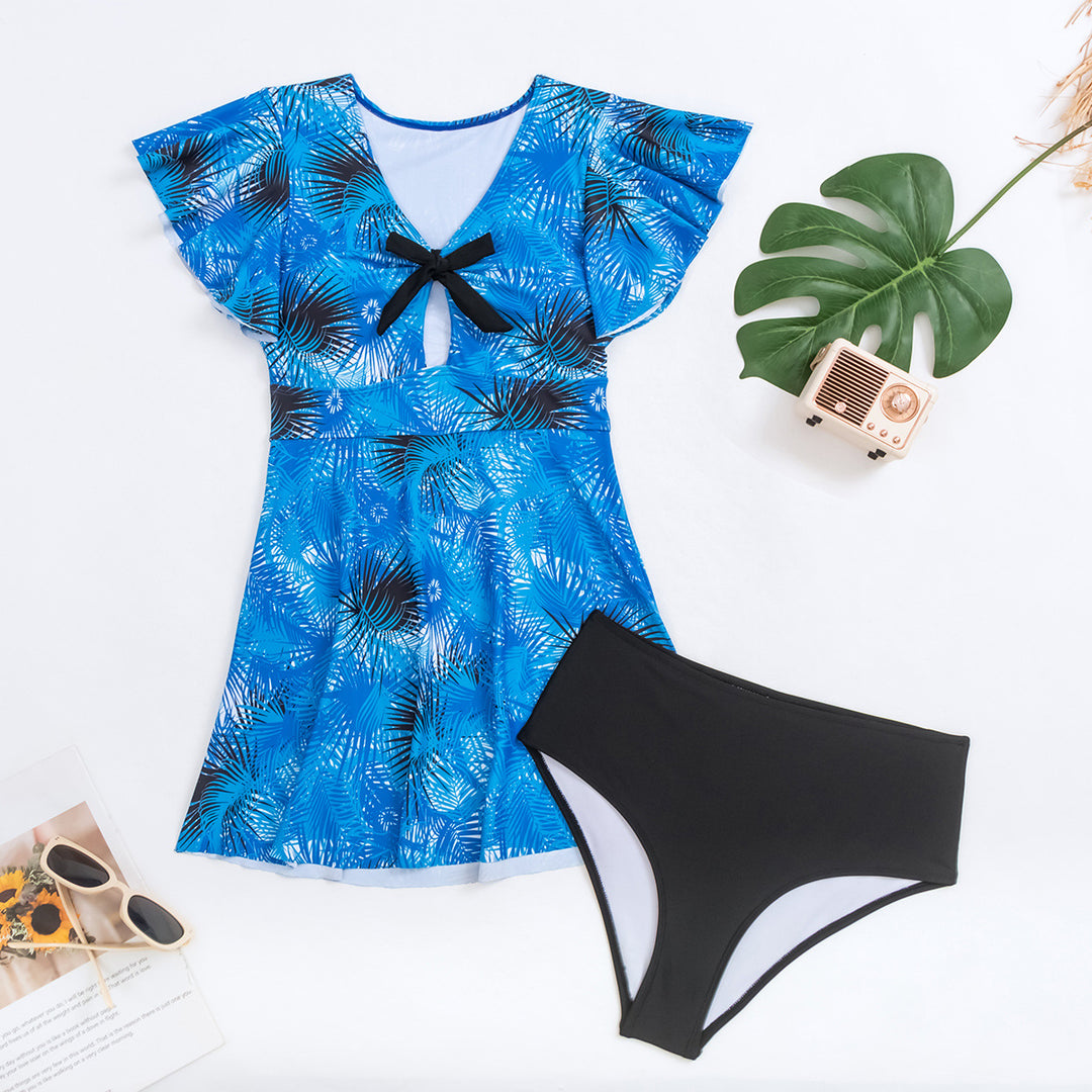 Damen Badeset mit floralem Oberteil und bequemen Bikini-Höschen Drune