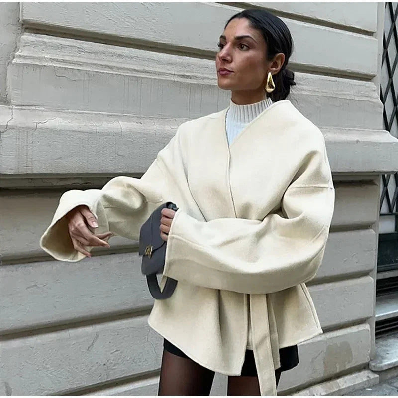 Damen Wickeljacke mit übergroßen Ärmeln Drune