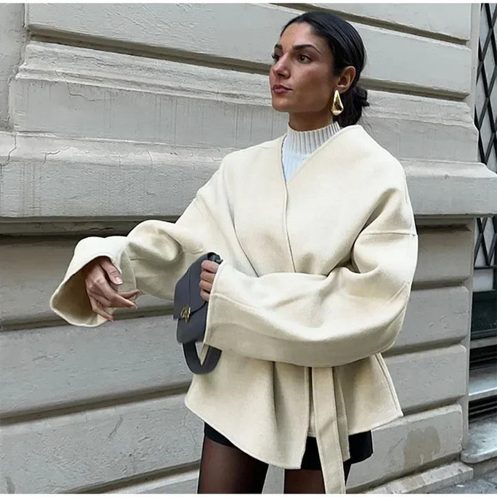 Damen Wickeljacke mit übergroßen Ärmeln Drune