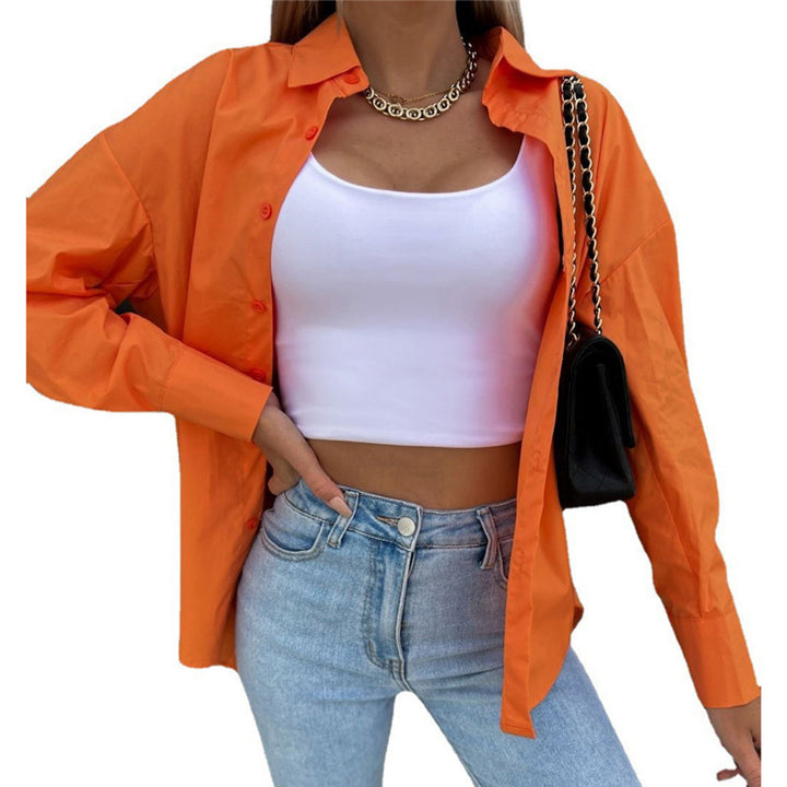 Damen Oversized Hemdbluse aus leichtem Baumwollmix mit knopflosem Design Drune