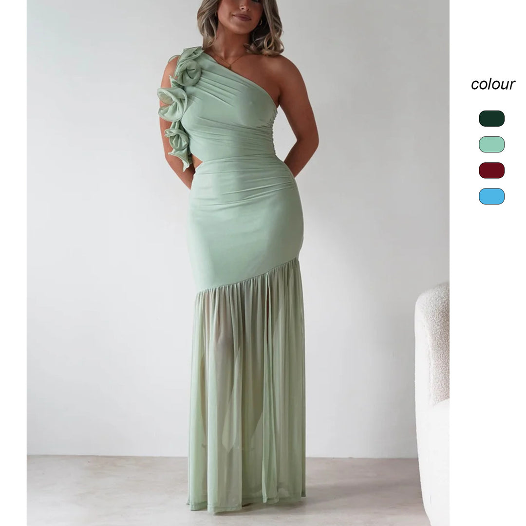 Damen Maxikleid mit asymmetrischem Schnitt und romantischen Rüschendetails Drune