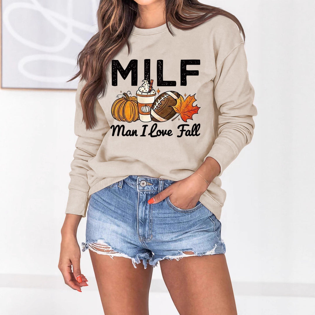 Damen Sweatshirt mit herbstlichem Essenzen-Motiv und inspirierendem Schriftzug Drune