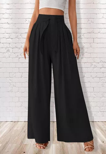 Damen Weite Hose mit hohen Bundfalten Drune