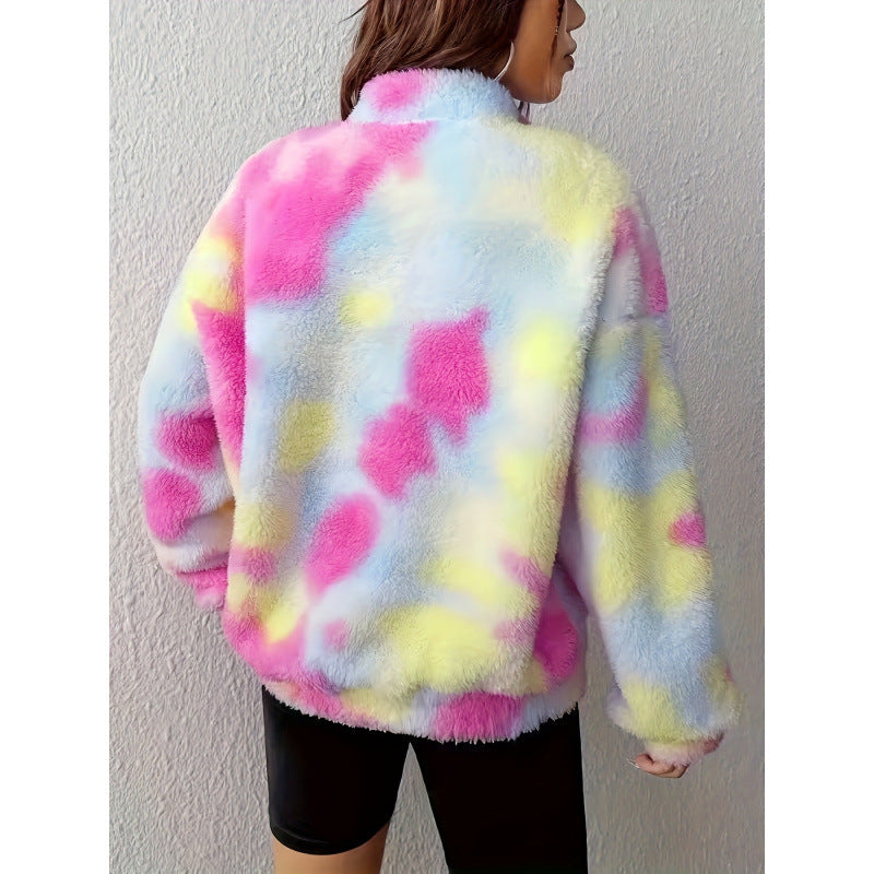 Damen kuscheliger Fleece-Pullover mit halbem Reißverschluss Drune