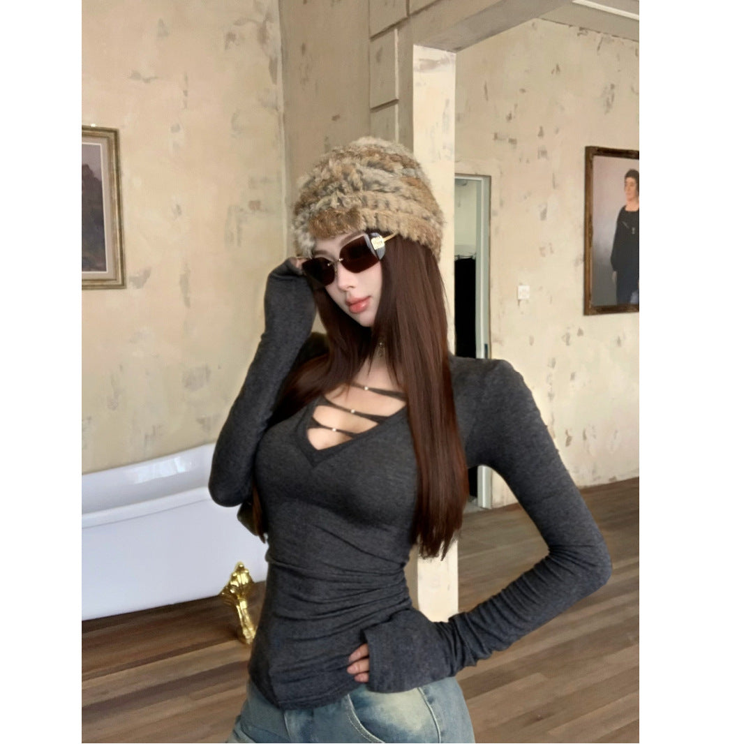 Damen Langarmshirt mit modischem Cut-Out-Design und figurfreundlicher Silhouette Drune
