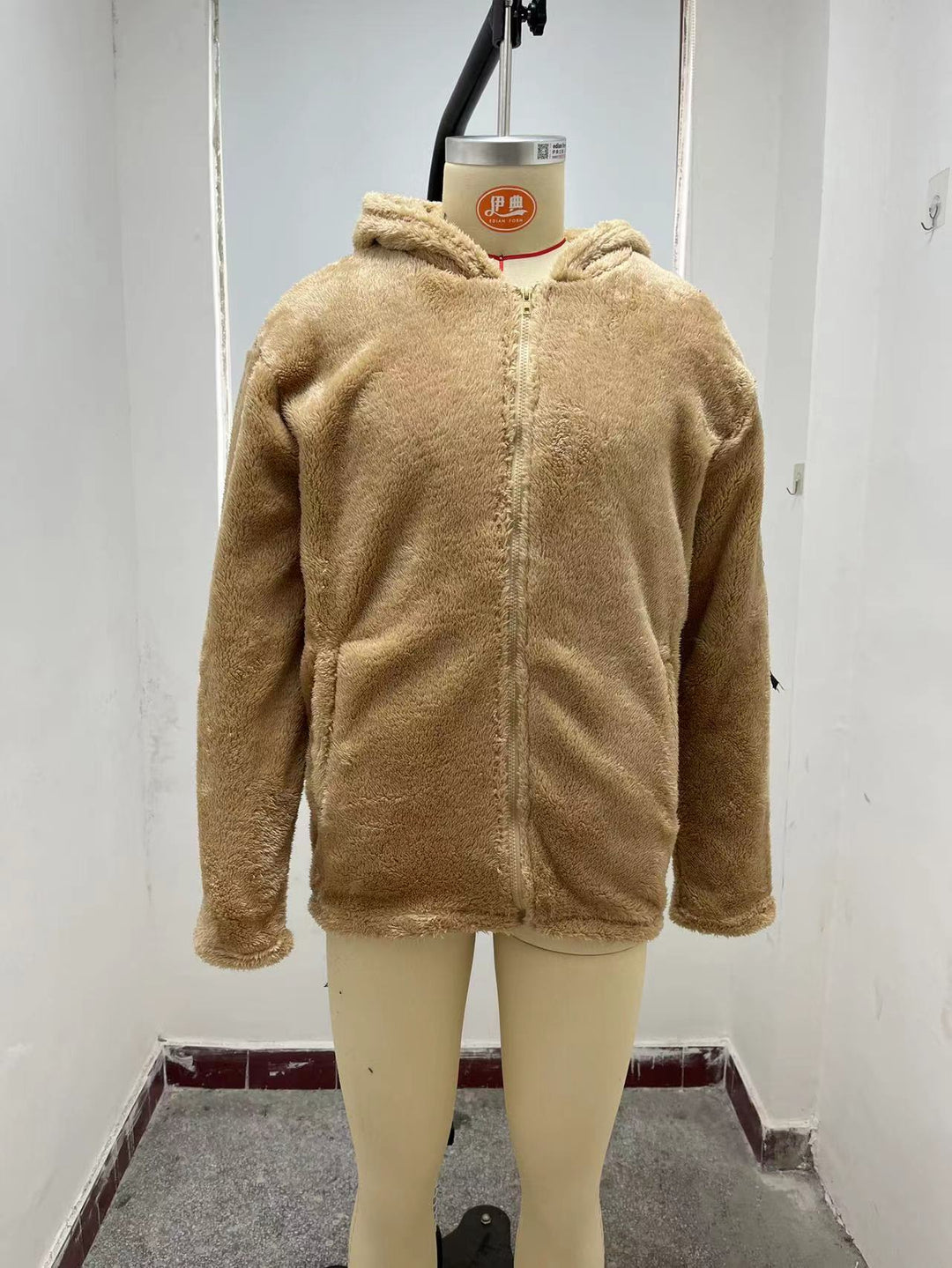Herren kuschelige Fleecejacke mit großzügiger Kapuze und Reißverschluss Drune