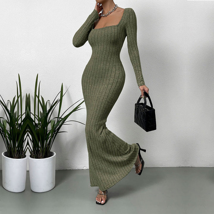 Damen Langarm Maxikleid im eleganten Rippdesign Drune