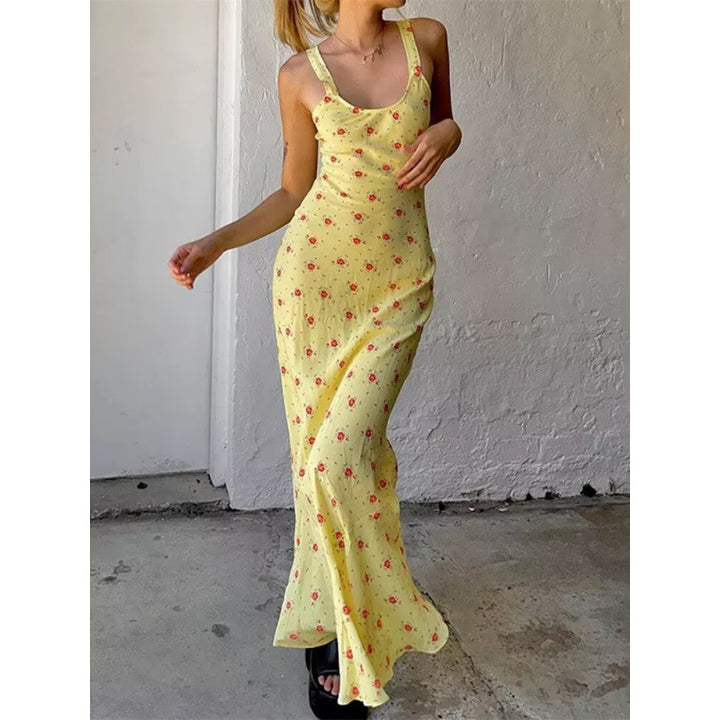 Damen Maxikleid mit floralem Design und eleganter Silhouette Drune