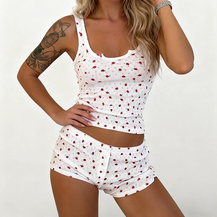 Damen Schlafanzugset mit verspieltem Punktdesign Drune