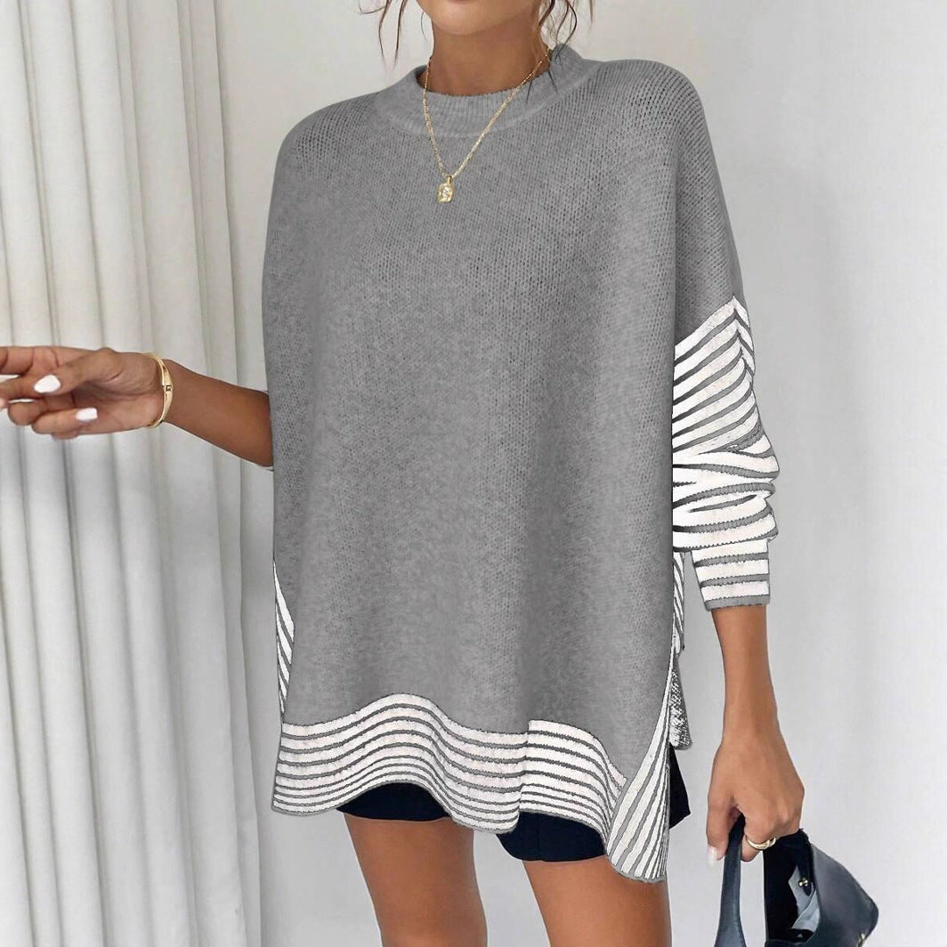 Damen Strickpullover mit modernem Streifenmuster und oversized Schnitt Drune