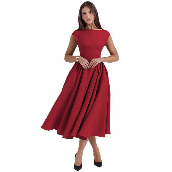 Damen Midi-Kleid mit elegantem A-Linien-Schnitt und raffinierten Falten Drune