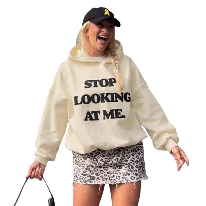 Damen lässiger Kapuzenpullover mit auffälligem Schriftzug Drune