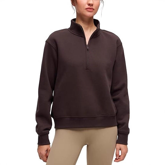 Damen sportlicher Fleece-Pullover mit Stehkragen Drune