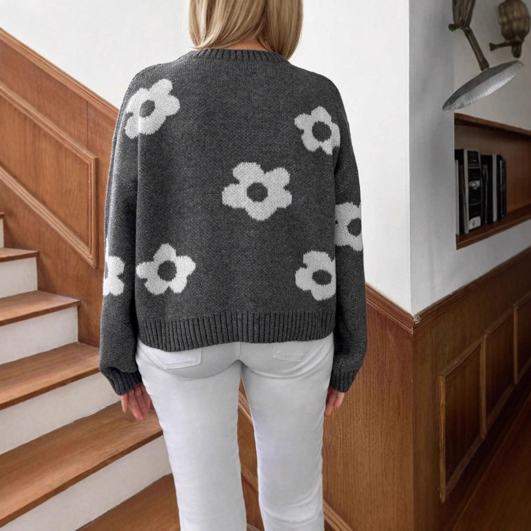 Damen Pullover mit floralem Muster Drune