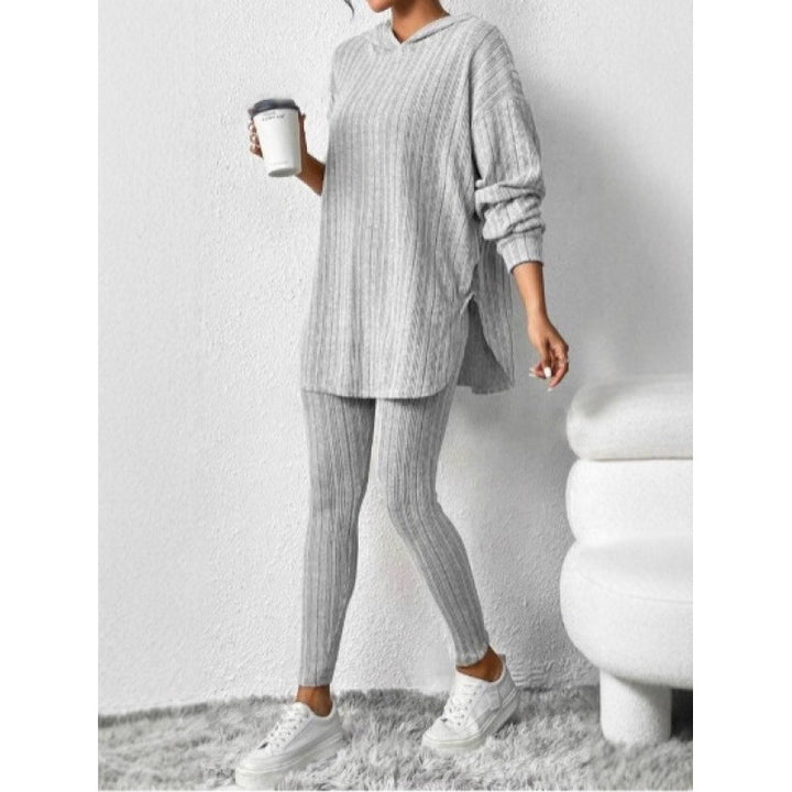 Damen Bequemes Lounge-Set mit Kapuze und schmalen Hosen Drune