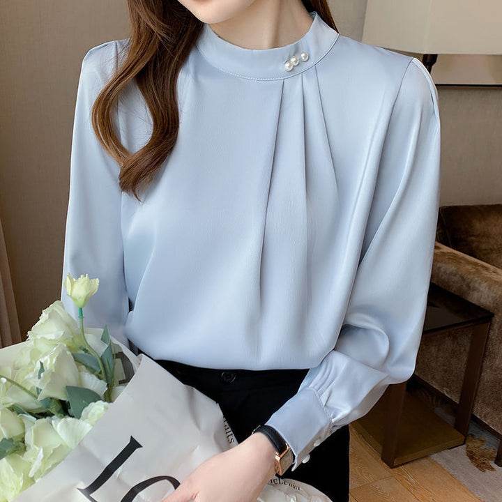 Damen elegante Bluse mit Rüschendetails und schickem Kragen Drune