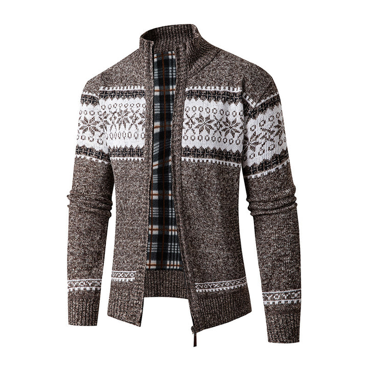 Herren Strickjacke mit hohem Kragen und modernem Zipper Drune
