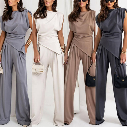 Damen Eleganter Jumpsuit mit asymmetrischem Schnitt und weitem Bein Drune