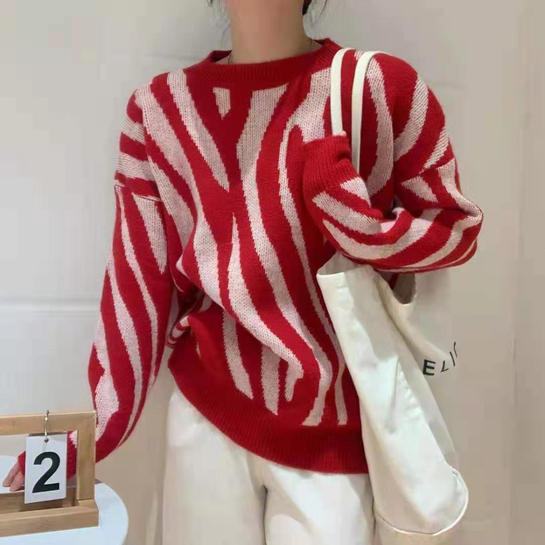 Damen Strickpullover mit modernem Streifenmuster und lässigem Schnitt Drune