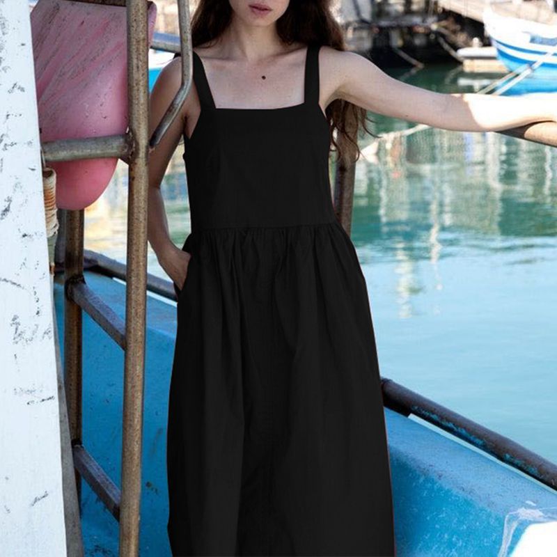 Damen Sommerkleid mit tiefem Rückenausschnitt und Knopfdetails Drune