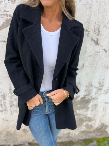Damen Übergroßer Wollmantel mit modischem Revers und praktischen Taschen Drune