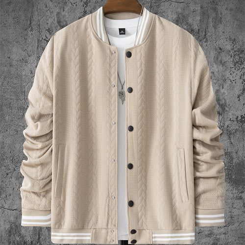 Herren stylische Bomberjacke mit strukturiertem Strickmuster und sportlichen Akzenten Drune