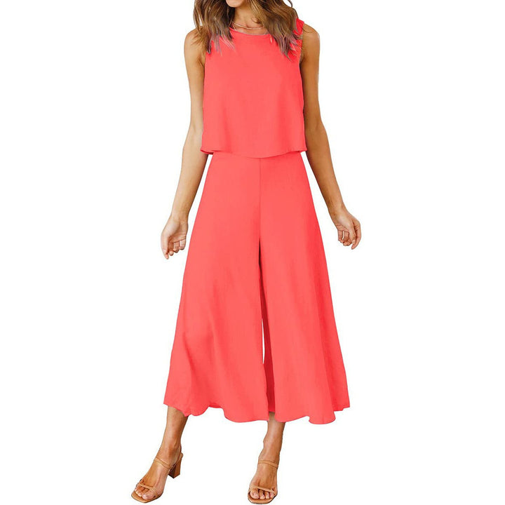 Damen bequemer Jumpsuit mit weitem Bein und schulterfreiem Design Drune