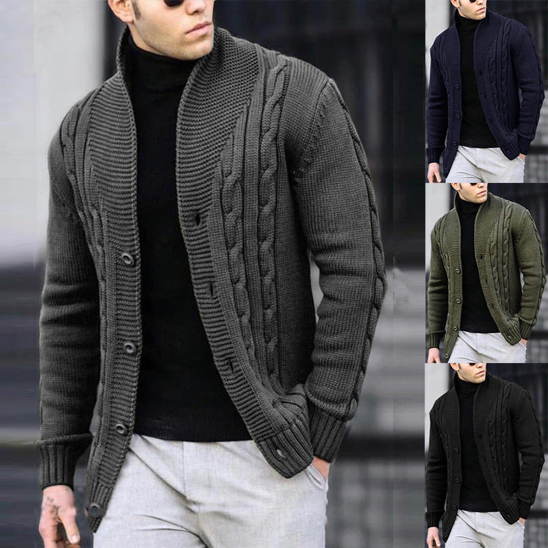 Herren Strickjacke mit Kabelmuster und Schalkragen Drune