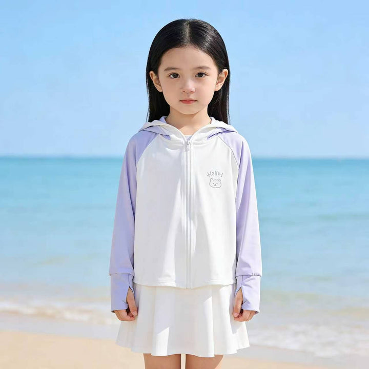 Damen nan leichte Kinder-Sonnenjacke mit Kapuze, atmungsaktivem Material und UV-Schutz  Drune