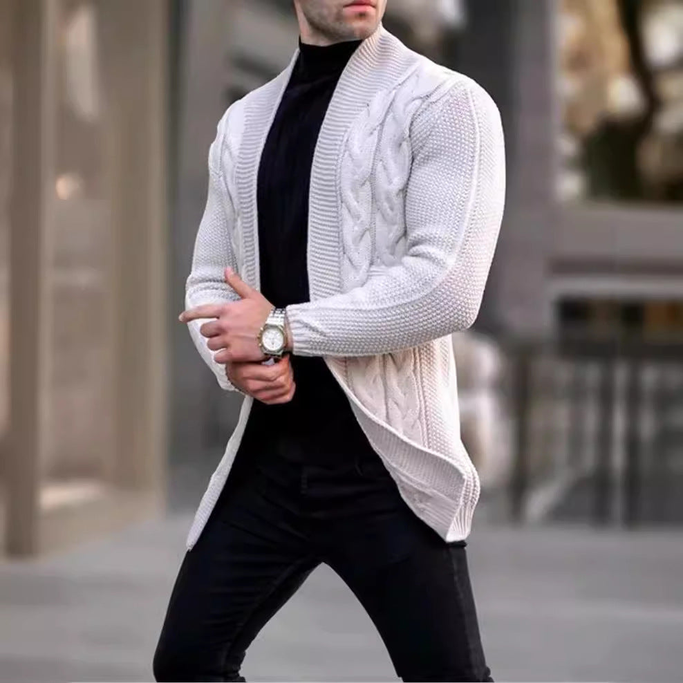 Herren Grobstrick Cardigan mit modischem Zopfmuster und lässigem Schnitt Drune