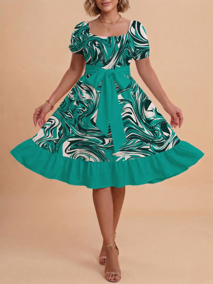 Damen Verspieltes Maxikleid mit Bärenmuster und taillierbarem Band Drune