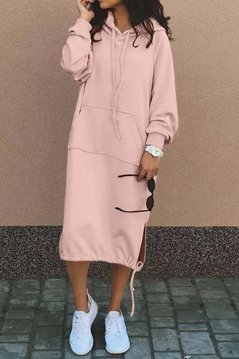 Damen Hoodie-Kleid mit seitlichen Eingrifftaschen und regulierbarem Saum Drune