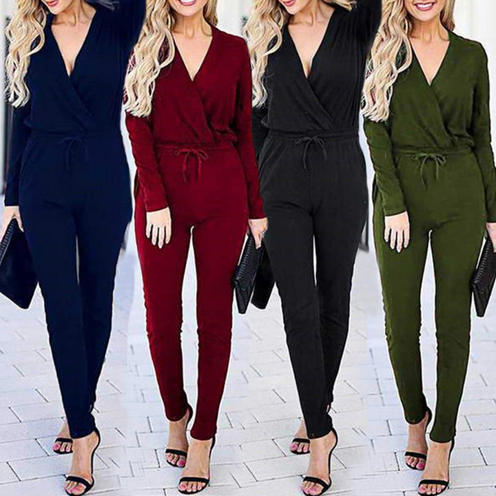 Damen Eleganter Wickel-Jumpsuit mit Taillenzug Drune