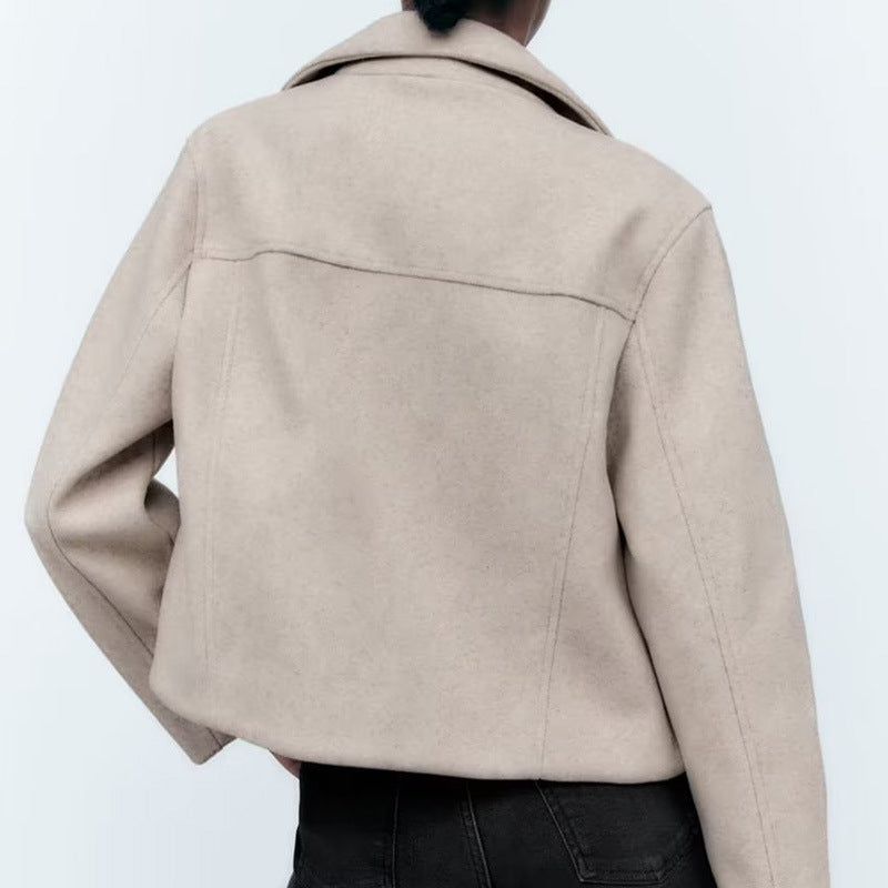 Damen modische Übergangsjacke im lässigen Stil aus weichem Material mit praktischen Taschen Drune